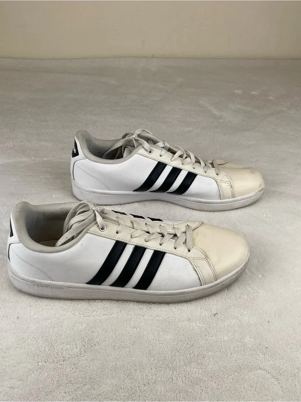 adidas Neo Cloud White Sneakers with Black Three Stripes